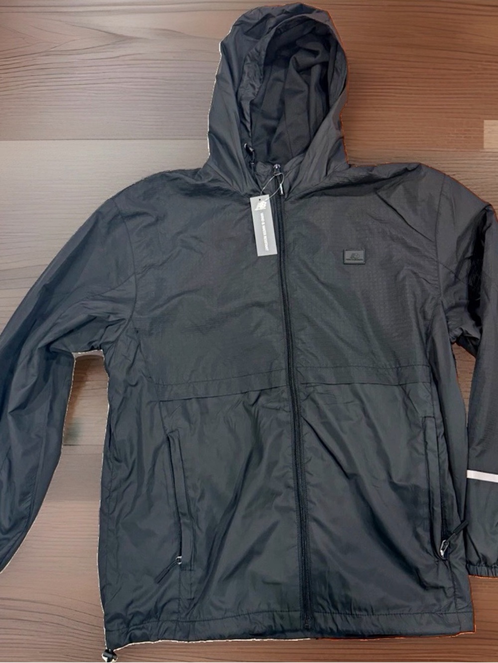 NWT New Balance Men's Windcheater Running Jacket Black Reflective Trim Size L